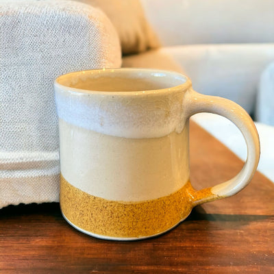 Handmade Off-White Mug- White & Brown New!