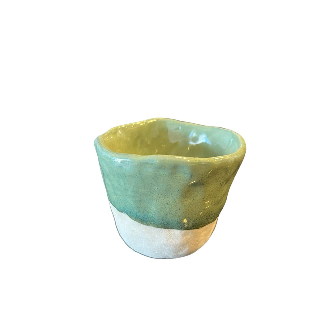 Handmade White/Green Small Mug -  New!