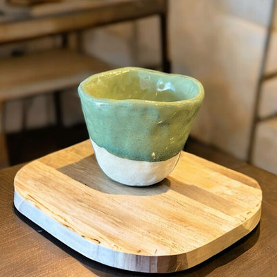 Handmade White/Green Small Mug -  New!