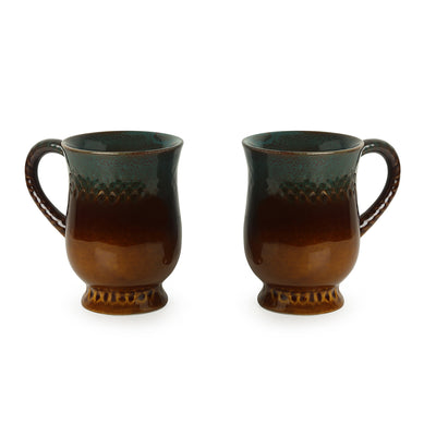 Studio Pottery Tea & Coffee Mugs-Amber & Teal
