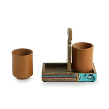 Handmade Tea Glasses Set In Terracotta With Tray