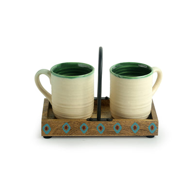 Hand Glazed Studio Pottery Coffee & Tea Cups with Tray