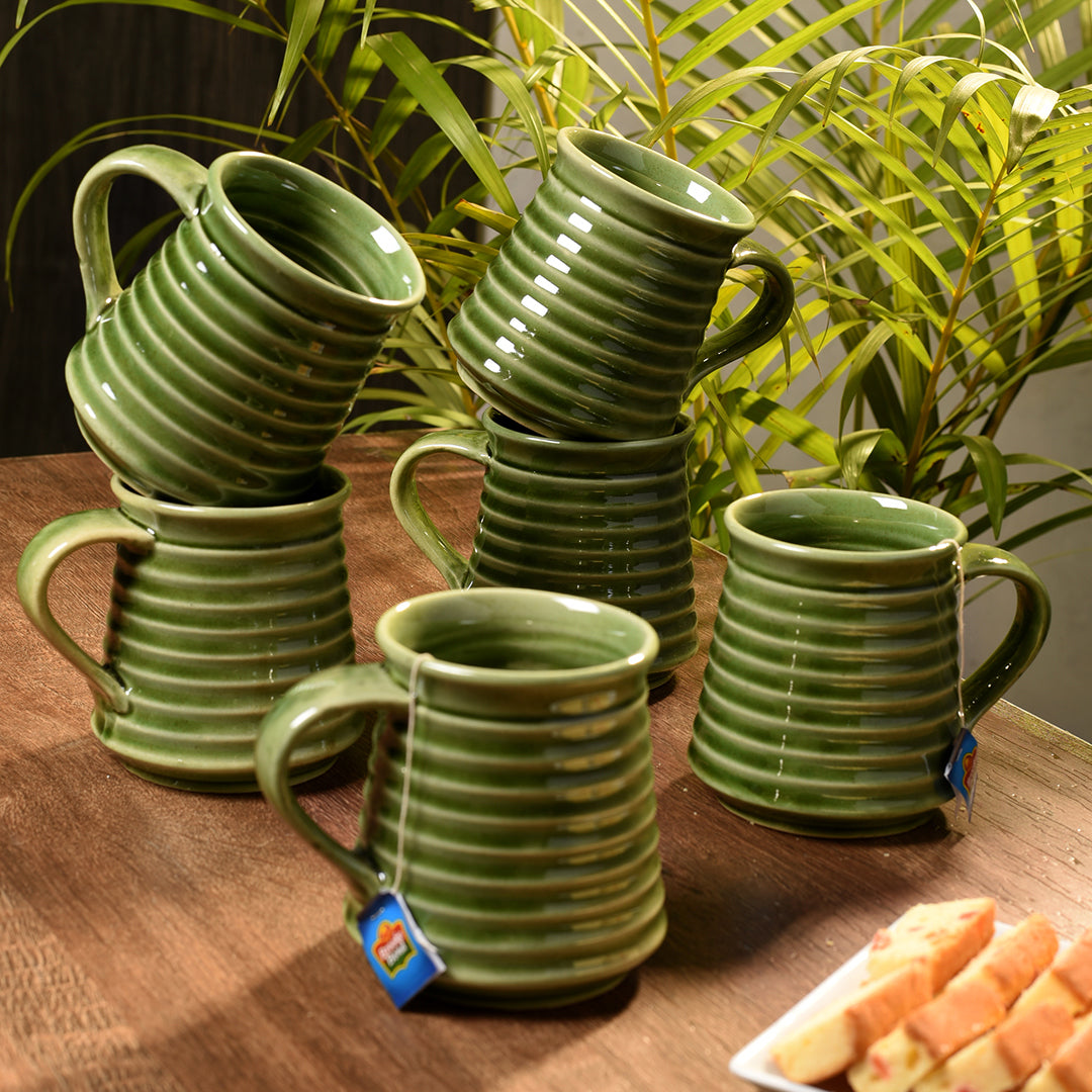 Studio Pottery Ceramic Mugs- Green