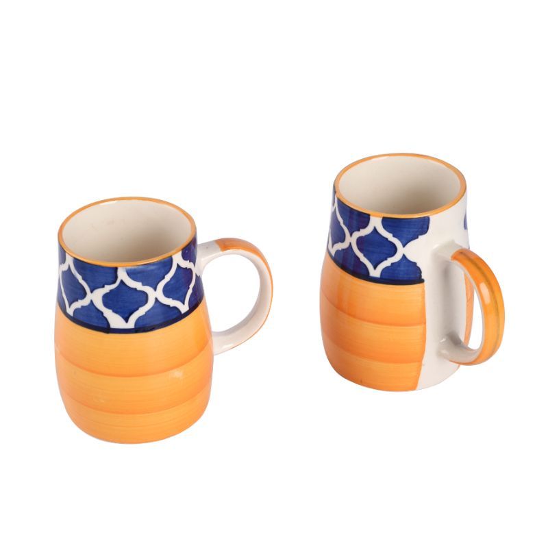 Moroccon Hand Painted Mug - Blue/Yellow